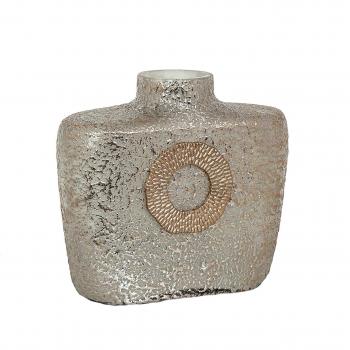 Tetera de Cristal Plateado con Tapón Metálico Dorado 252206