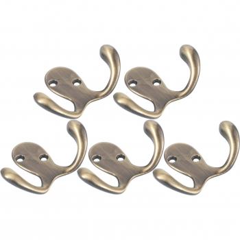 5Pcs Zinc Metal Alloy Double Hook Towel Hanger