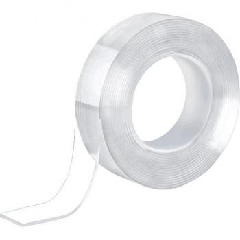 Ruban Adhésif Double Face Transparent – Résistant à l’Eau, Réutilisable et Lavable (5 m)