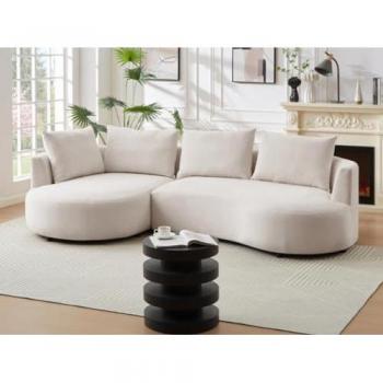 Canapé d'angle Lousado Beige Velours Texturé