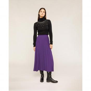 Falda Midi Plisada Motivi - Poliviscosa Lisa y Cremallera