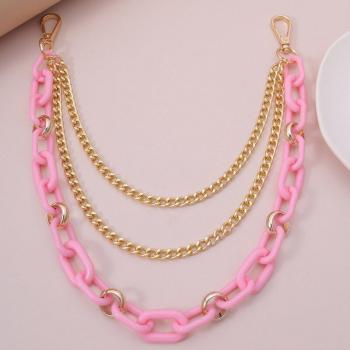 Acrylic Key Chain Belt with Gold Metal Accents