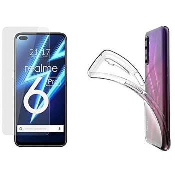 Funda Gel Transparente + Protector Cristal Templado para Realme 6 Pro - Pack 2 en 1
