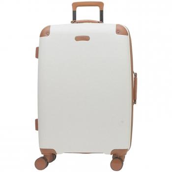 Set de Maletas Rock Luggage con Caparazón Duro, Color Crema, 4 Ruedas, Tamaño Medio