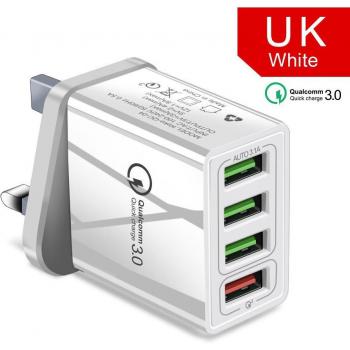 Cargador 4 Puertos USB Carga Rápida QC3.0 Viaje
