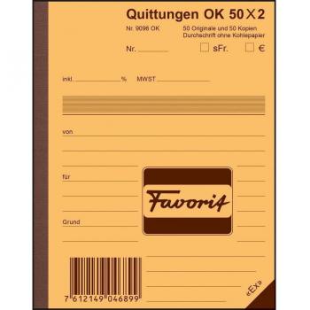 FAVORIT Mehrzweckbuch Deutsch A6 9111 OK Durchschreibepapier 50x2 Blatt