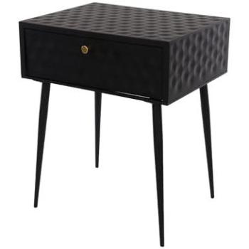 Black Gold Finish 1‑Drawer Metal Nightstand (Saturn)