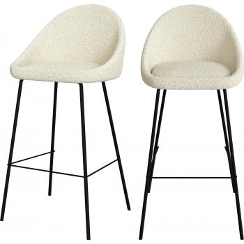 Ensemble de 2 chaises de bar en tissu bouclette 75 cm - Misty