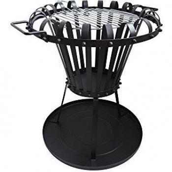 Brasero exterior con base redonda para leña o carbón vegetal