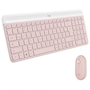LOGITECH - MK470 Slim Combo Tastiera Mouse Incluso Ufficio RF Wireless QWERTZ Tedesco Rosa
