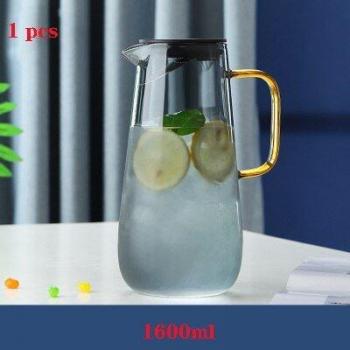 Nordic 1.6L Heat‑Resistant Glass Kettle – Large Capacity, Explosion-Proof Juice/Coffee/Milk Jug with Filter and Lid