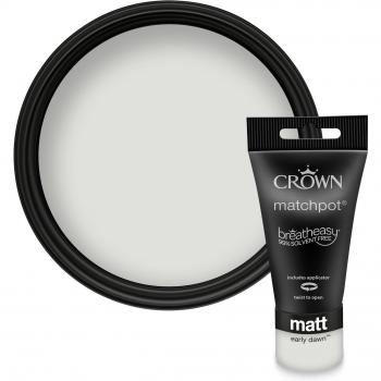 Crown Matt Emulsion Paint in Early Dawn color with a volume of 40ml, available as a tester pot