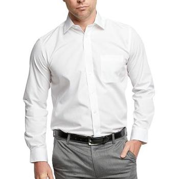 Timeless White Cotton Blend Long Sleeve Shirt with 15 Collar