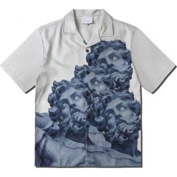 Chemise été col rabattu homme imprimée vintage icône sombre