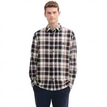 Herren TOM TAILOR Langarmhemd mit kariertem Design – Gr. XXXL – Braun