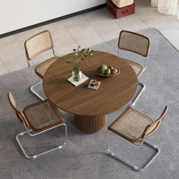 31.5 Japandi Style Solid Walnut Small Round Dining Table for 2