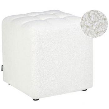 Poggiapiedi Bianco Soggiorno Moderno Cubo Boucle Ottoman Kansas
