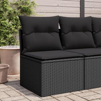 VIDAXL Divano Giardino Senza Braccioli Con Cuscini Nero In Polyrattan