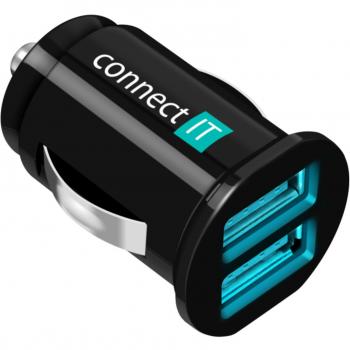 CONNECT IT InCarz nabíječka do auta 2xUSB 2.1A+1A, černá