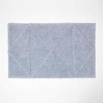 Homescapes Blue Bath Mat 100% Cotton Tufted Geometric Design, 50 x 80 cm