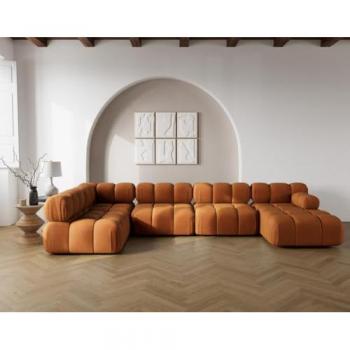 Canapé Panoramique Ruby 7 Places Dangle Gauche – Velours Terracotta
