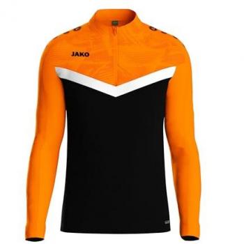 JAKO Herren Ziptop Pullover Iconic Schwarz/Neonorange M