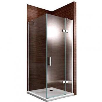 Cabine d’angle en verre trempé 8 mm Bernstein – 2 portes battantes, profil chrome