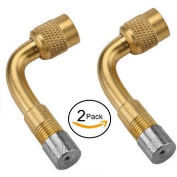 Valve Schrader en laiton 90° pour pneu - 2 pièces avec adaptateur d'extension