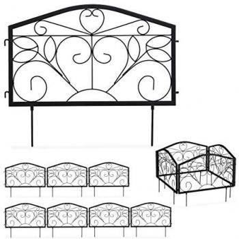 Relaxdays Bordure Potager 8 Éléments Clôture Jardin Fer Antique Design Antique Ornements Noir