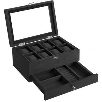 Coffret à montres 8 emplacements, avec couvercle en verre