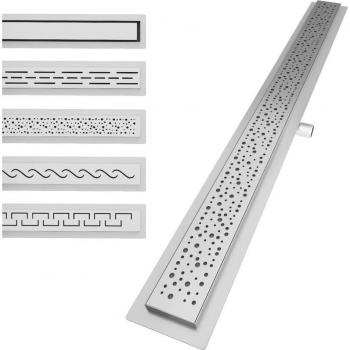 Aquamarin® Gouttière de douche rectangulaire 90 cm, acier inoxydable, drainage