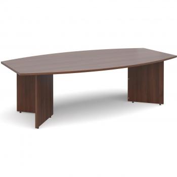 Radial Boardroom Table with an Arrowhead design, measuring 2400mm in length, with legs made from the same material as the tabletop, and a finish in walnut