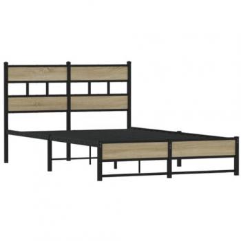 Vidaxl Metallbett Sonoma-Eiche 120x190 cm