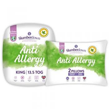 Slumberdown Anti Allergy 13.5 Tog Winter Duvet with 2 Pillows White King