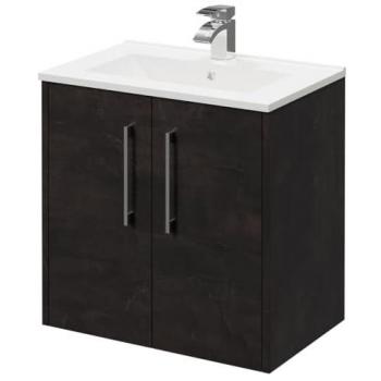 Metallic Slate 600mm Wall-Mounted Vanity Unit with Chrome Handles