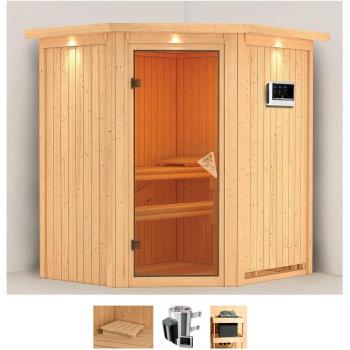 Karibu Sauna Tomke 184×165×202 cm – 68 mm – 3,6 kW Plug & Play Ofen mit externer Steuerung