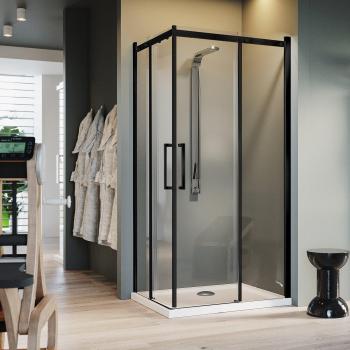 Mampara Rectangular Transparent Easyclean 200cm Prime Black Right