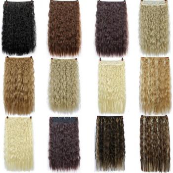 Wavy Corn Curls Clip-In Long Hair - Dark Brown Blonde