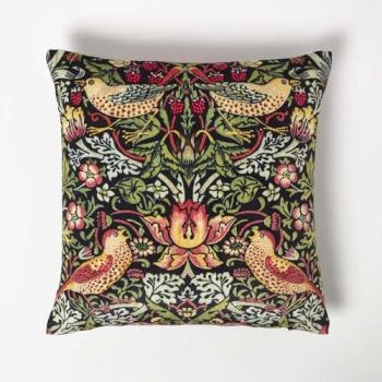 Homescapes William Morris Strawberry Thief Velvet Cushion