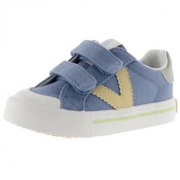 Zapatillas de lona de niños Victoria con logotipo en contraste y doble cierre adherente