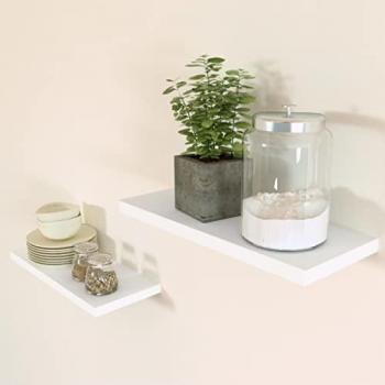 Lote 2 Unidades Estante Pared Madera 50x20x2.5 Herraje Oculto Blanco