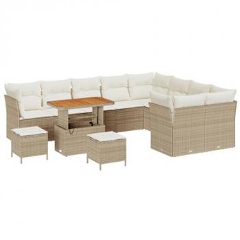 Conjunto di Poltrone da Esterno 12 Pezzi in Rattan Acacia Beige