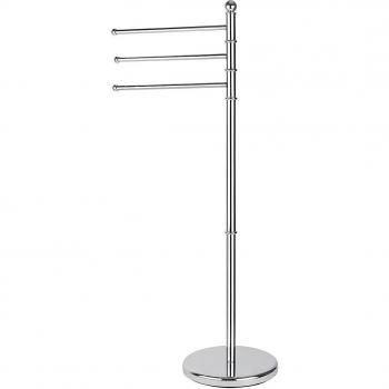 Toallero de pie de metal cromo con 3 brazos