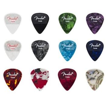 Fender Pick 351 Celluloïd Pointillé, Lot de 12, Finesse