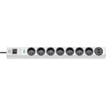 Brennenstuhl Hugo! Blanche, 7 prises + 2 prises USB, parafoudre (19.500A)