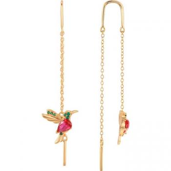 Aretes de plata ley 925 golondrina para mujer, largos, oro rosa y diamantes