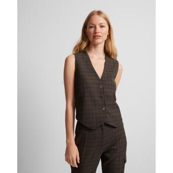 Silbon - Chaleco de cuadros para mujer con botones
