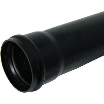 FloPlast 110mm Round Soil Pipe with Single Socket - Black