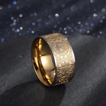 Men's Titanium Steel Religious Totem Ring