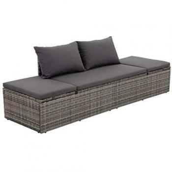 VidaXL Garden Bed Grey 195x60 cm Poly Rattan